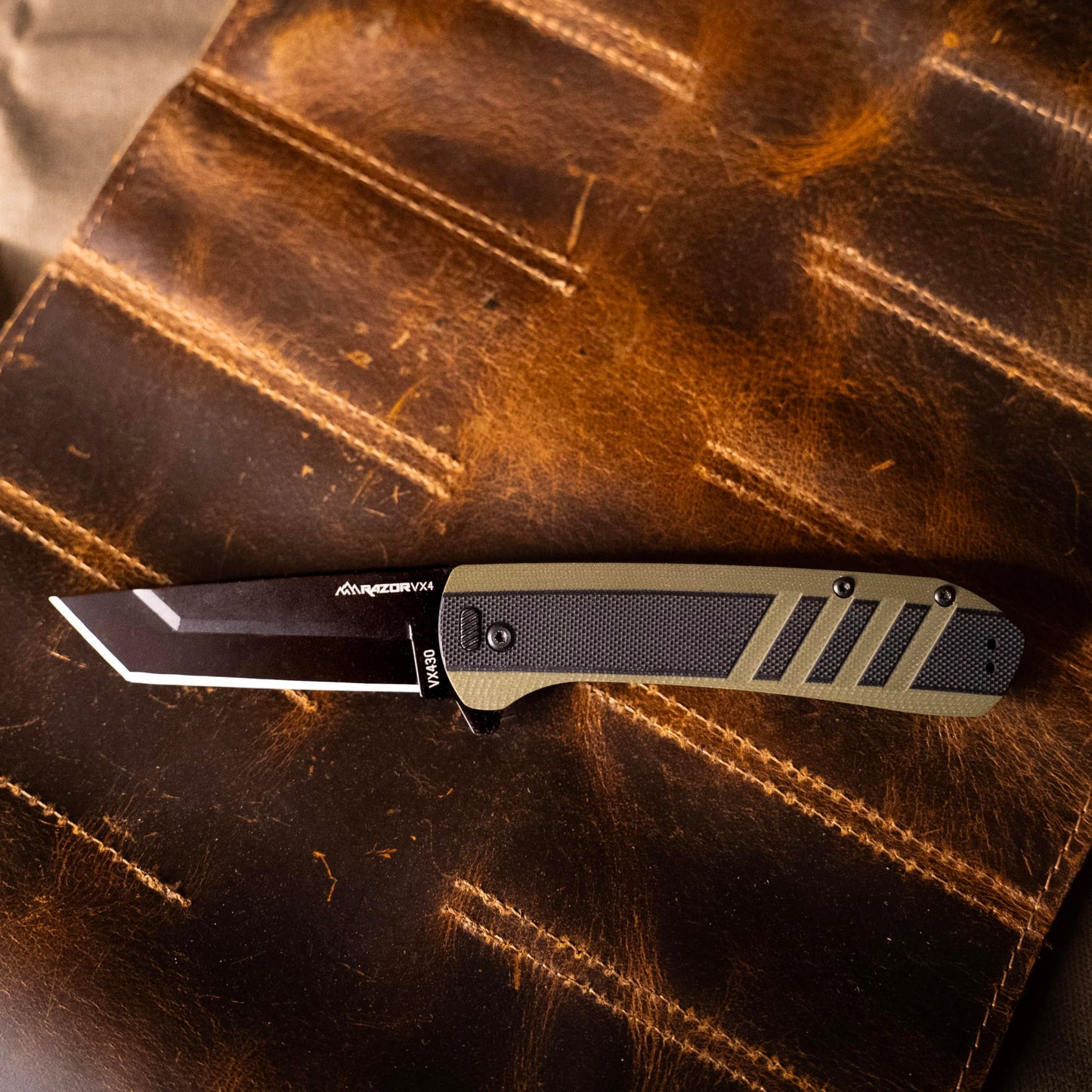 OUTDOOR EDGE Razor VX4 - 3" Replaceable Blade Folding Knife - Black Tanto Blade - Black G10 Over Green Handle - Reversible Clip - EDC, Outdoor Beauty and Personal Care OUTDOOR EDGE