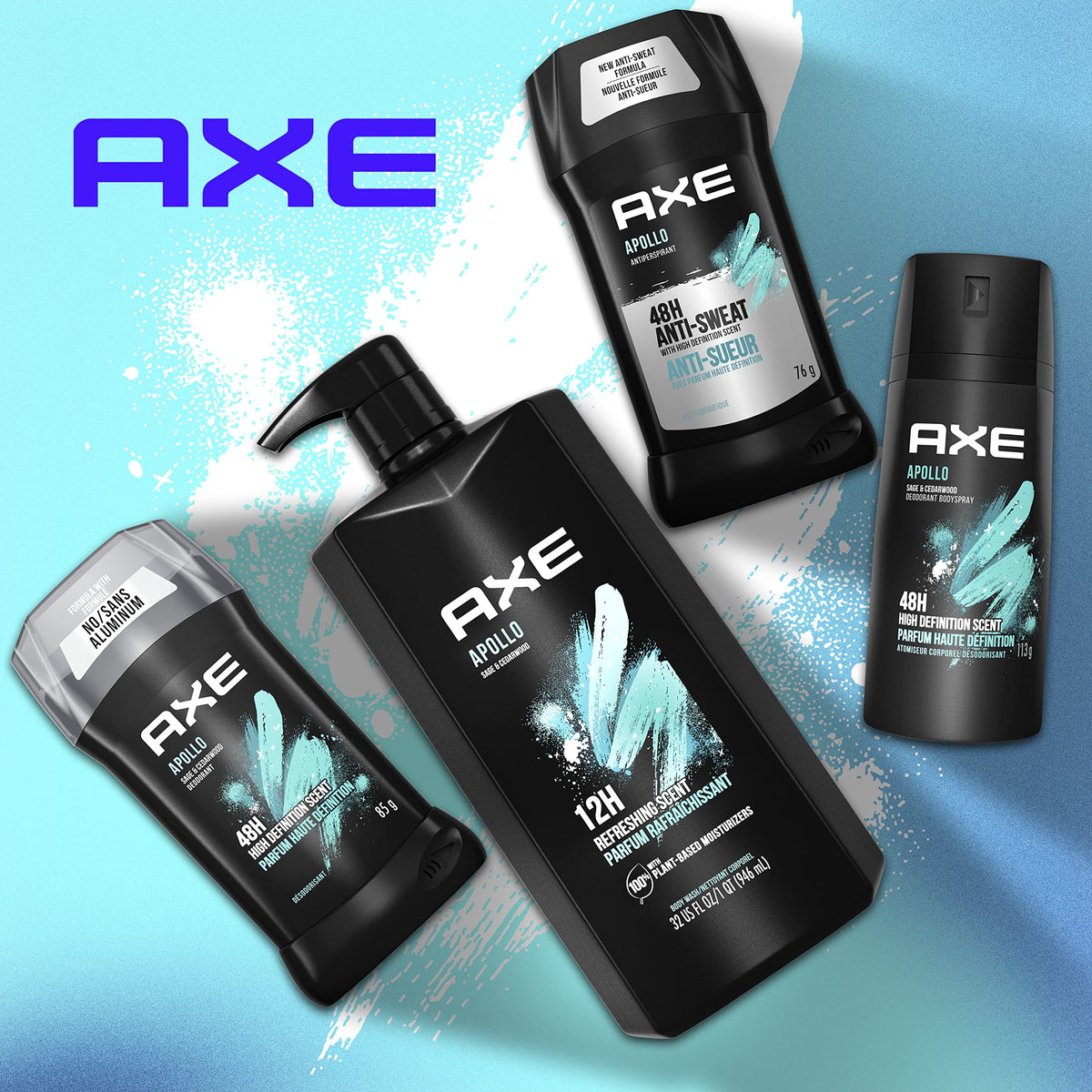 AXE Body Wash All-Day Fresh Shower Gel Apollo Sage & Cedarwood Men's Body Wash with Odor-Busting Prebiotics 32 oz Pump Beauty & Personal Care AXE
