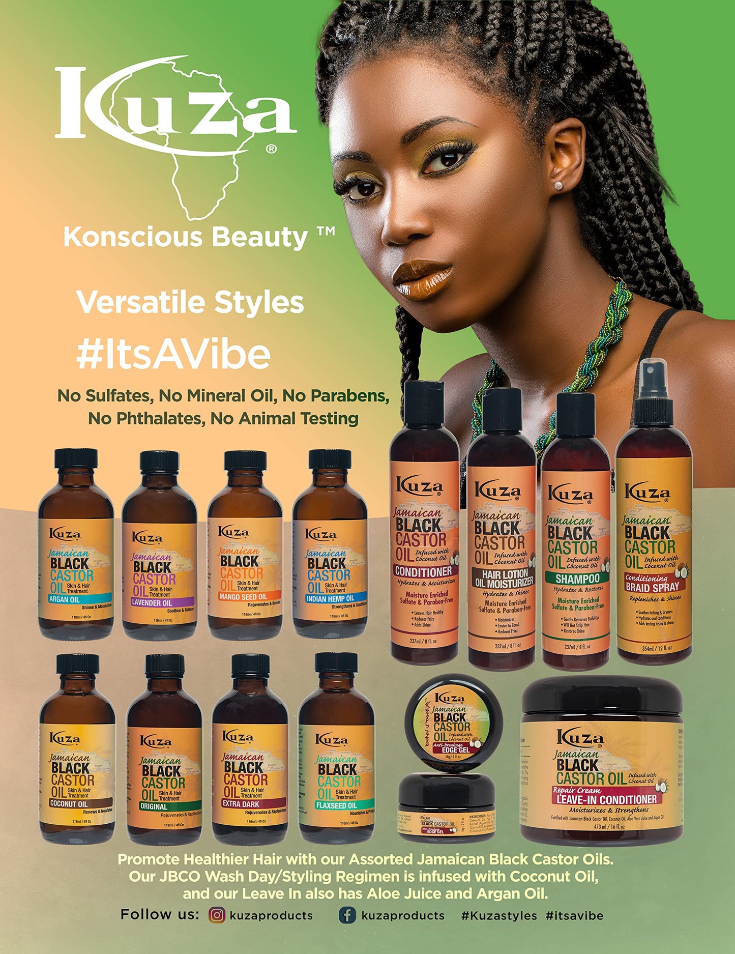 Kuza Jamaican Black Castor Oil Leave-In-Conditioner 16Oz. (Pack Of 2) Beauty & Personal Care Kuza