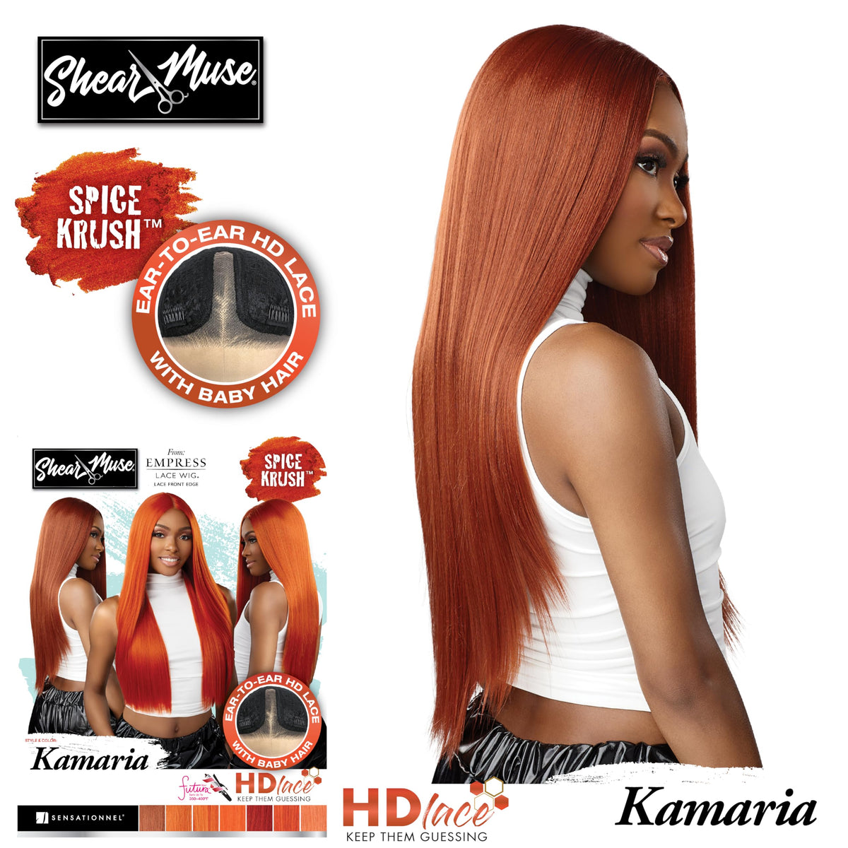 Sensationnel Shear Muse LaceWig-Kamaria, INTENSECOPPER