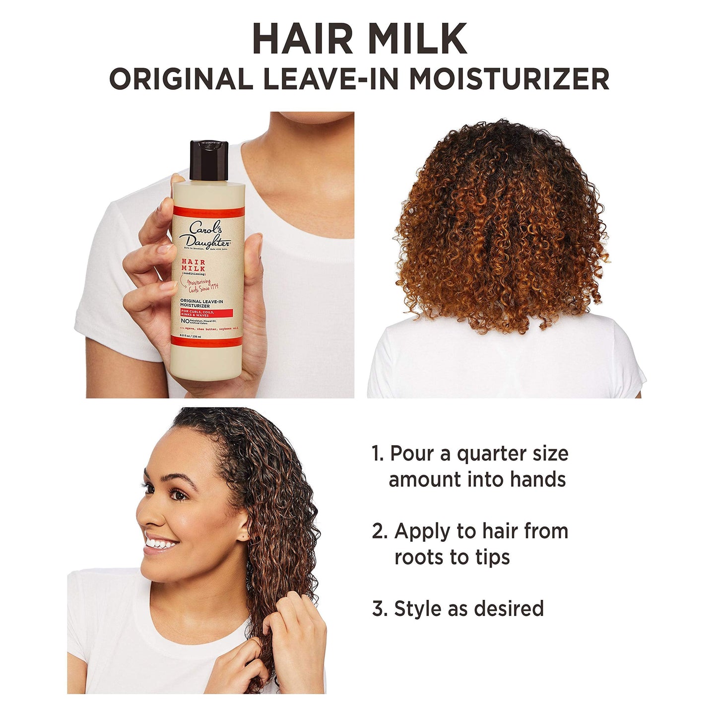 Curly Hair Products by Carol's Daughter, Hair Milk Original Leave-In Moisturizer for Curls, Coils and Waves with Agave and Shea Butter, 8 Fl Oz Beauty & Personal Care Carol's Daughter