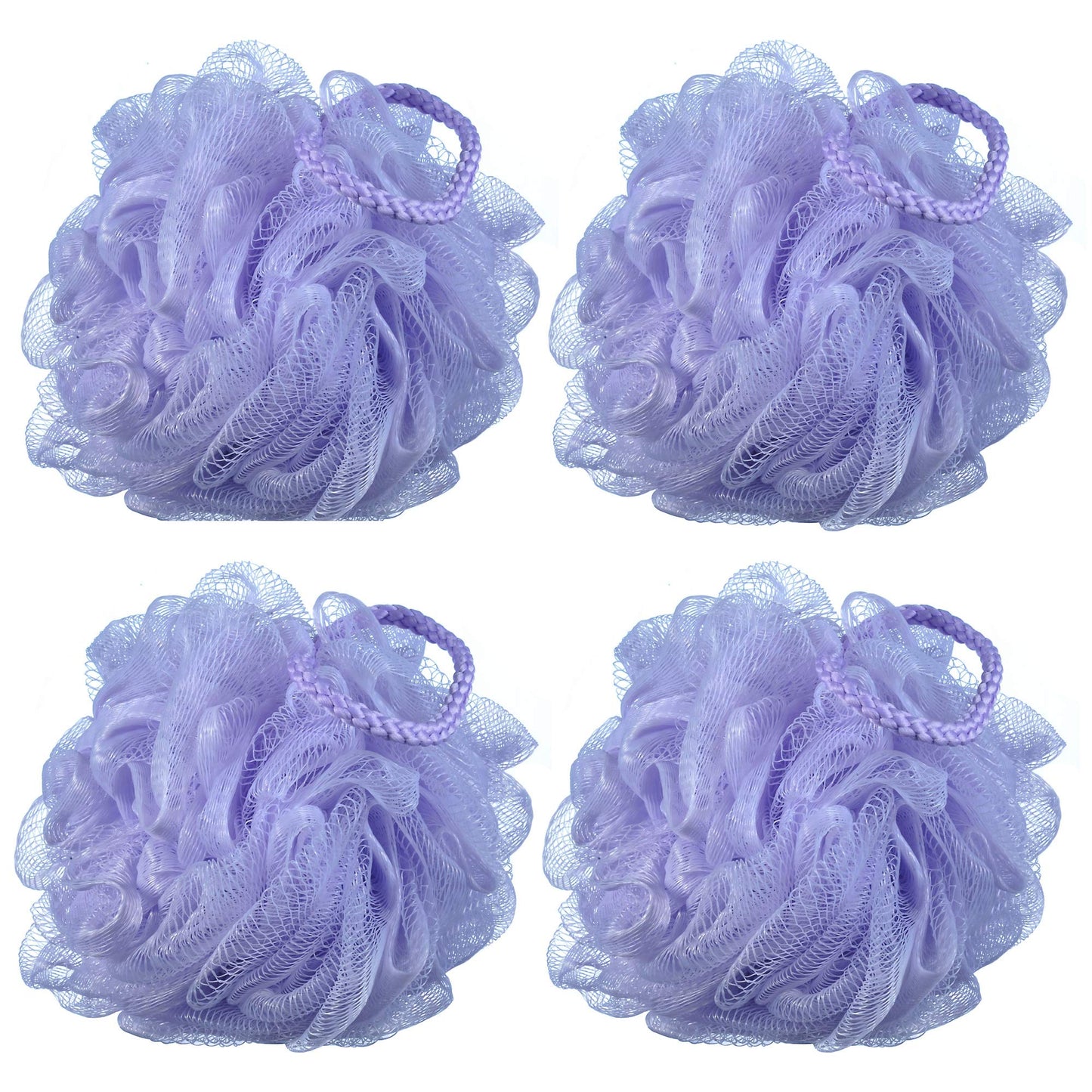 iboodi 60g/pcs Purple Mesh Bath Sponge Shower Pouf Loofahs Shower Puff Pack of 4 (Purple) Beauty & Personal Care iboodi