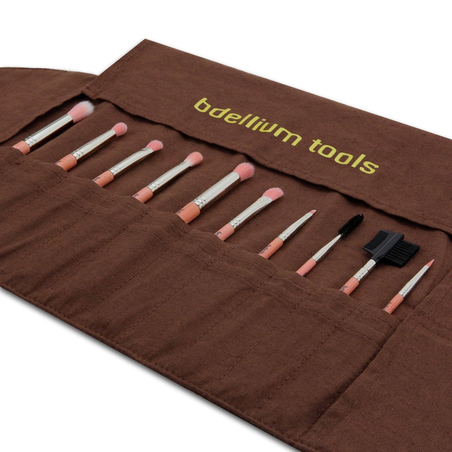 Bdellium Tools Professional Makeup Brush Pink Bambu Series - Eyes Only 10pc. Brush Set with Roll-Up Pouch Beauty & Personal Care BDELLIUM TOOLS
