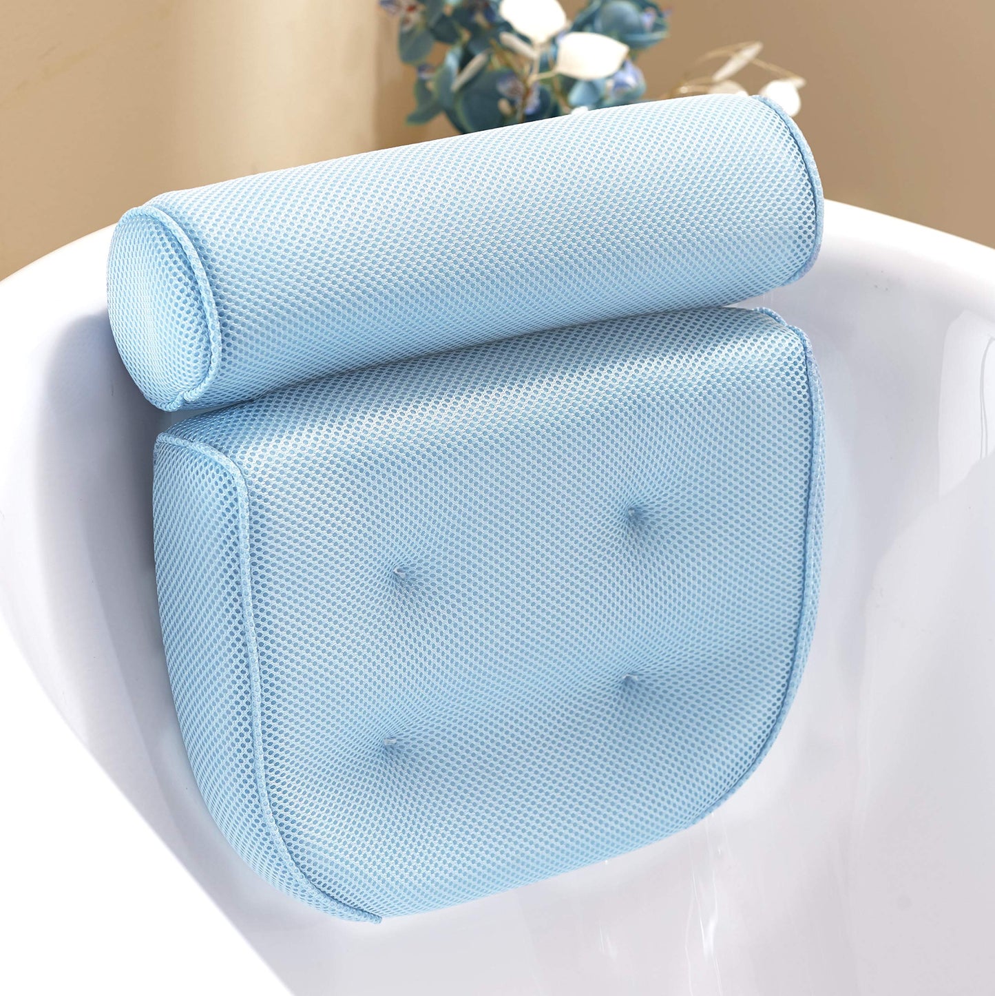 Quick Dry Bath Pillow With Head/Neck and Back Support. Good for Hot Tub or Bathtub or Spa. Waterproof With 4 Built In Suction Cups - Easy to Clean Beauty and Personal Care Innovative Living