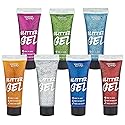 Body Glitter Paint Gel - 7 Color Costume Set for Women, Girls - 10 ml Tubes Holographic Shimmer Effect for Hair, Body, Face - Great for Festival Beauty & Personal Care splashes & spills