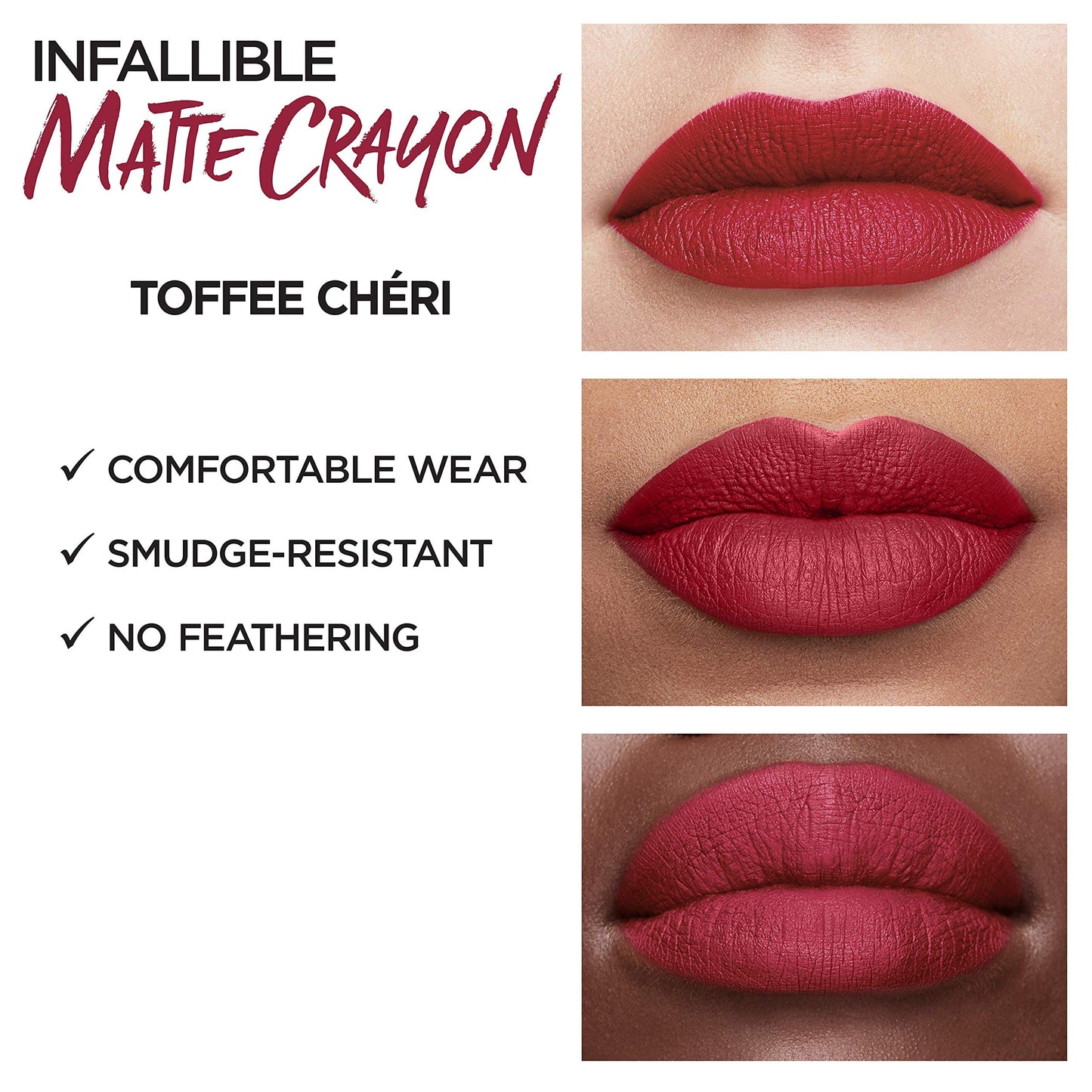 L’Oréal Paris Infallible Matte Lip Crayon, Toffee Cheri (Packaging May Vary) Beauty & Personal Care L'Oreal Paris