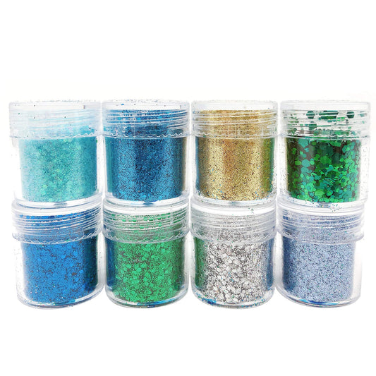 allydrew Chunky Glitter for Hair Face Makeup Nail Art Decoration (8 Colors), Blue Green Beauty & Personal Care allydrew