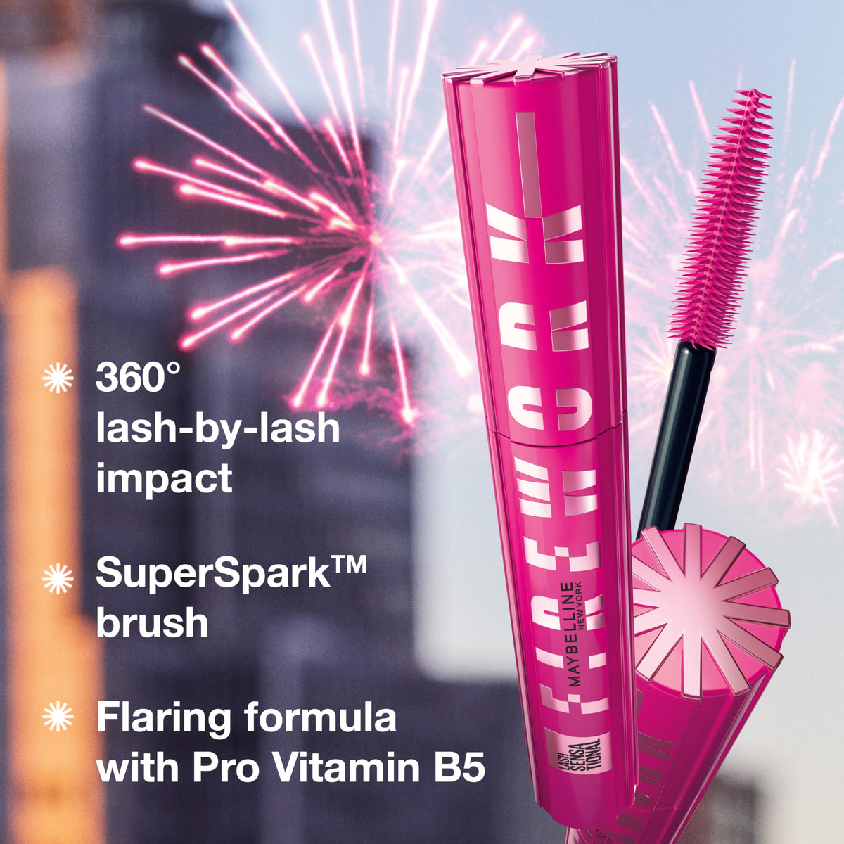 Maybelline Lash Sensational Firework Washable Mascara, Lengthening & Volumizing Mascara for up to 24HR wear, Blackest Black, 1 Count Beauty & Personal Care MAYBELLINE