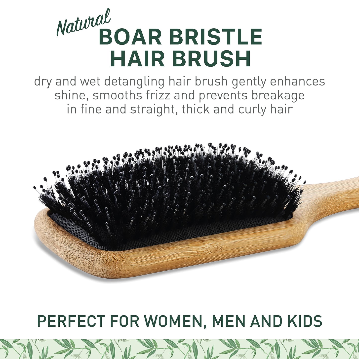 Natural Boar Bristle Hair Brush for Women, Men, Kids; Dry and Wet Detangling Hair Brush Gently Enhances Shine, Smooths Frizz and Prevents Breakage Beauty & Personal Care Zollo