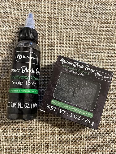 b.pure African Black Soap Conditioning Bar with Shea Butter & Vitamin E and Hair Tonic Bundle Beauty & Personal Care b.pure