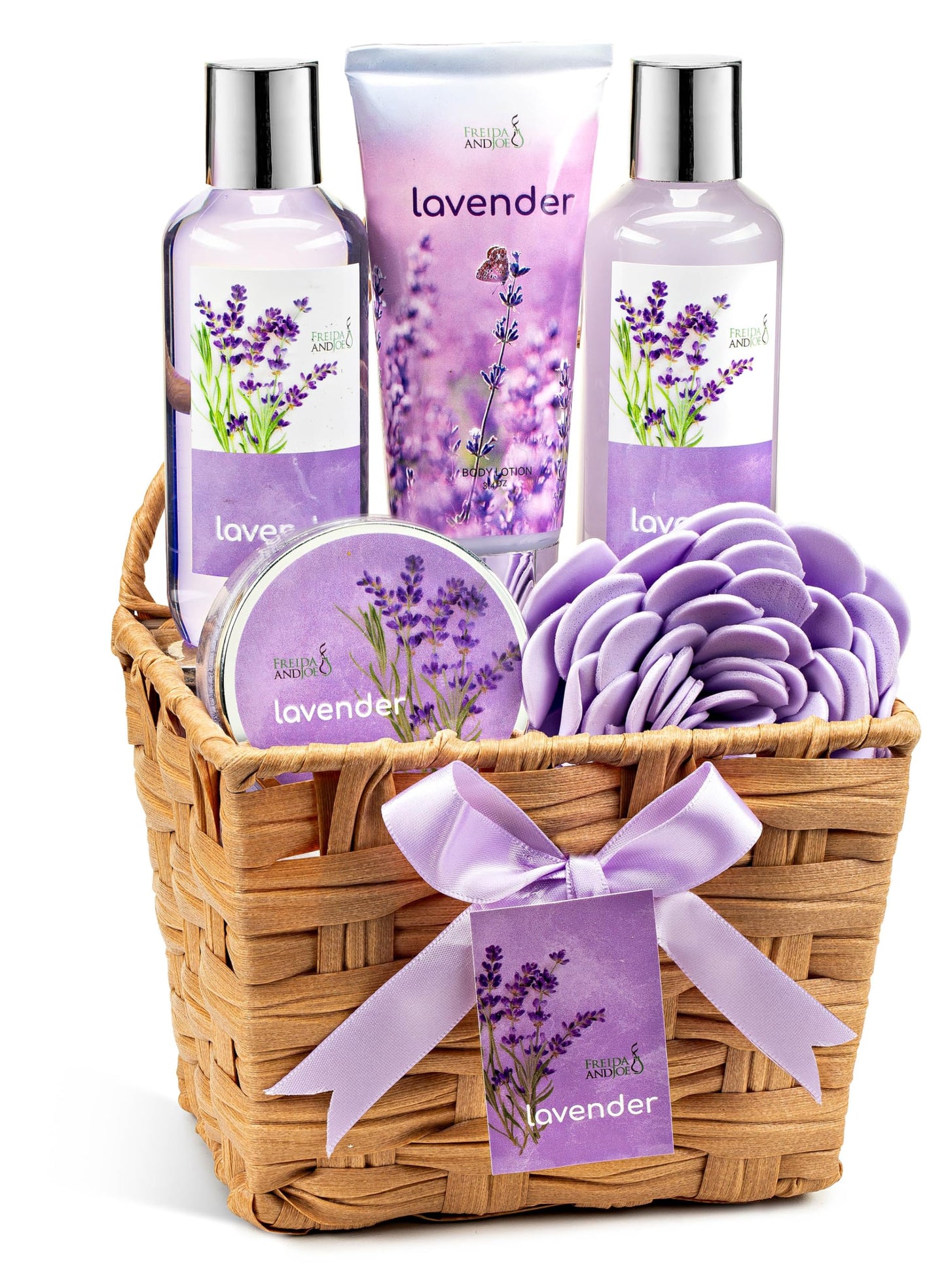 Lavender Bath and Body Gift Set in a Wicker Basket Calm & Relaxing Lavender Spa Gift Set for Women - Perfect Self-Care Gift for Valentiness, Birthdays Beauty and Personal Care Freida and Joe