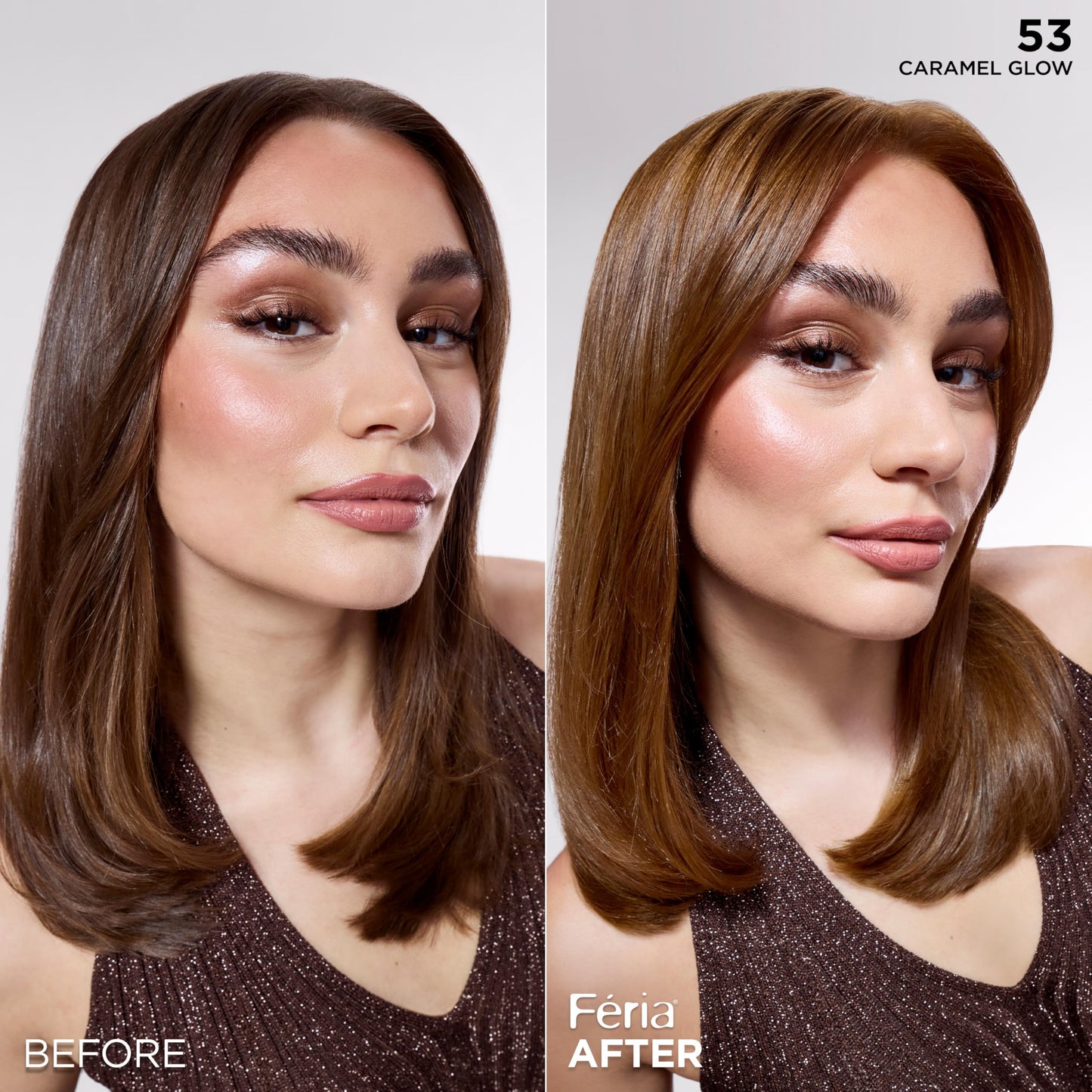 L'Oreal Paris Feria Multi-Faceted Shimmering Permanent Hair Color, High Intensity Hair Dye for 3X Highlights, 53 Caramel Glow, 1 Kit Beauty & Personal Care L'Oreal Paris