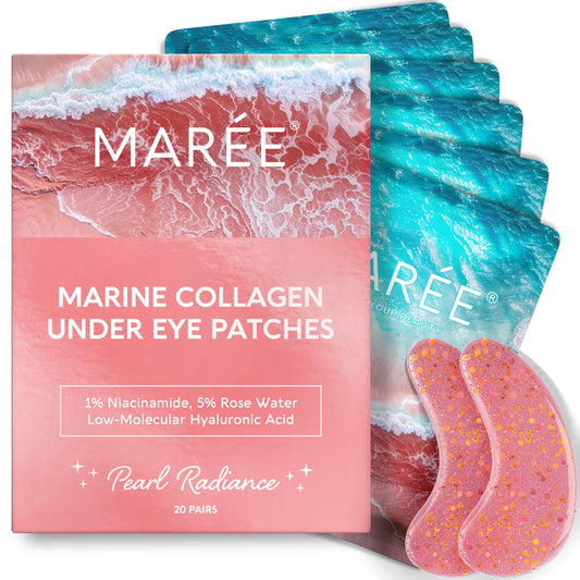 MAREE Pink Eye Gels - Marine Collagen Under Eye Patches for Puffy Eyes and Dark Circles - Undereye Mask Patches for Women - Hydrating Gel Eye Masks Beauty and Personal Care MAREE Default Title