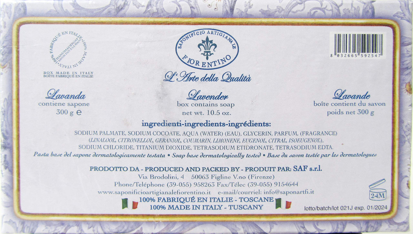 Saponificio Artigianale Fiorentino Moisturizing Italian Vegetable Soap 10.5 oz Made in Tuscany Italy (Lavender) Beauty & Personal Care Saponificio Artigianale Fiorentino