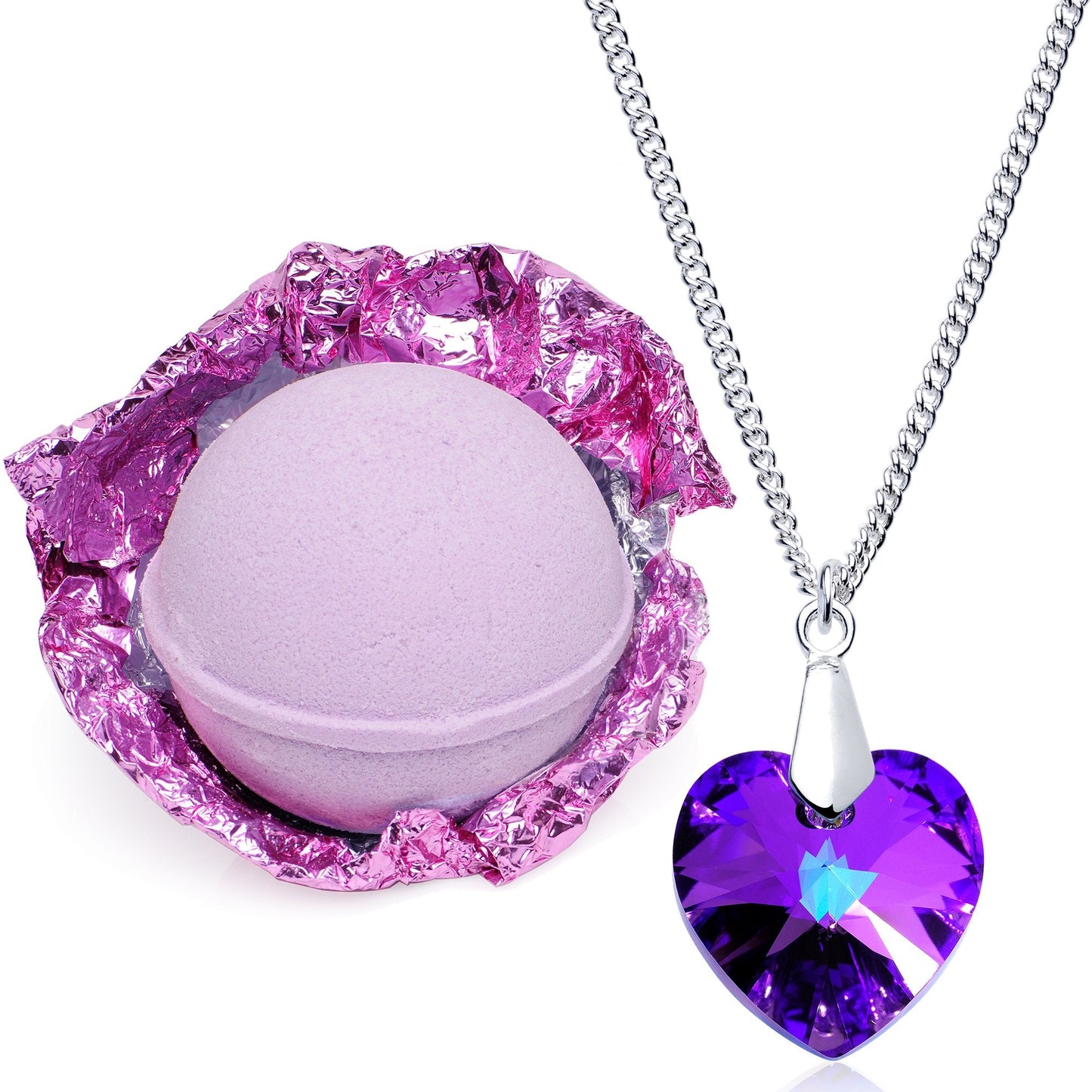 Enliven Me Lavender Bath Bomb with Necklace Created with Crystal Extra Large 10 oz. Made in USA Beauty & Personal Care Jackpot Candles