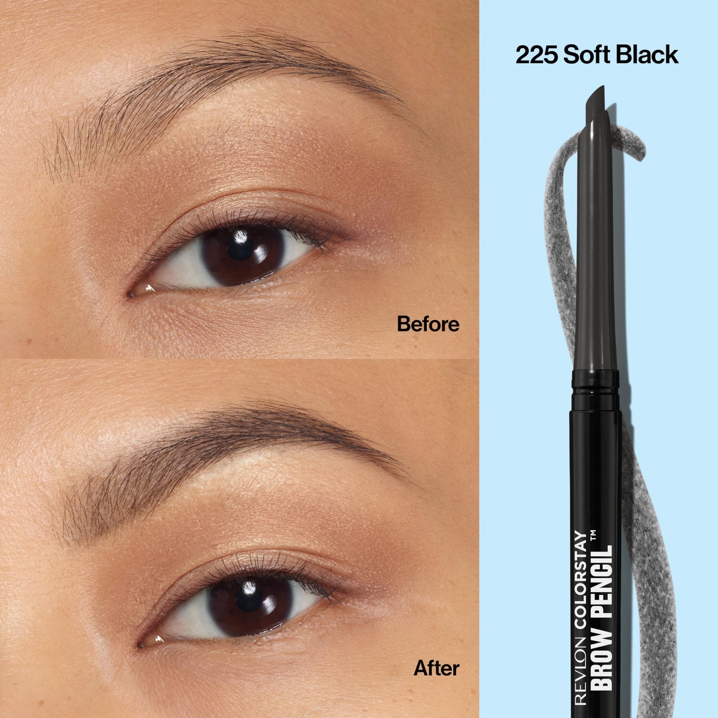 Revlon ColorStay Eyebrow Pencil with Spoolie Brush, Waterproof, Hair-Like Strokes for Natural Looking Brows, 225 Soft Black, 0.021 oz Beauty & Personal Care REVLON