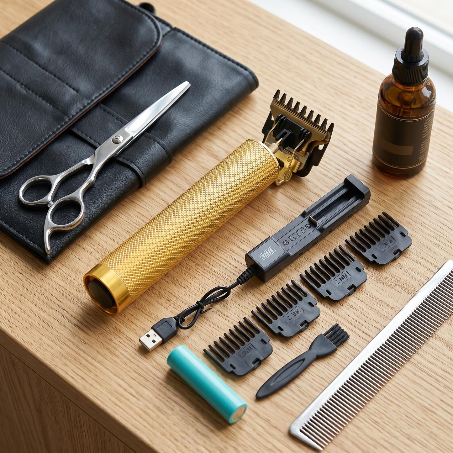 Haofy Electric Hair Clipper, Portable Beard Trimmer Aluminium Alloy Rechargeable Cordless Hair Trimmer for Travel (Golden) Beauty and Personal Care Haofy