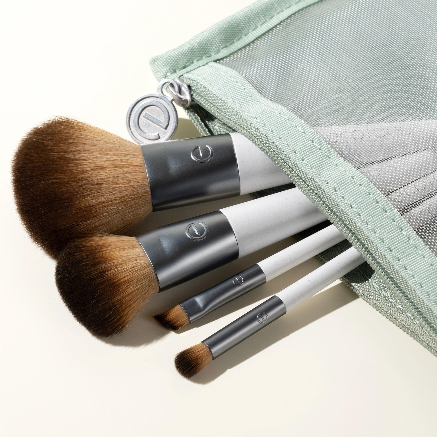 EcoTools On-The-Go Makeup Brush Kit, Travel-Friendly Brush Set, Mini-Size Makeup Tools for Powders, Blush, Bronzer, & Eyeshadows, Eco-Friendly Beauty & Personal Care EcoTools