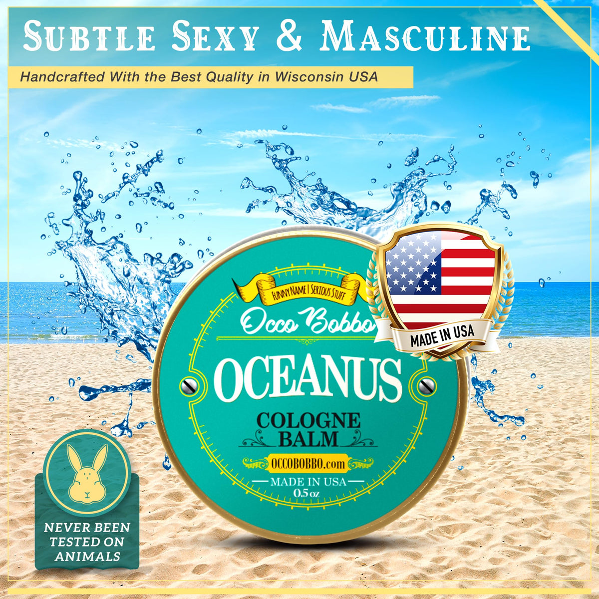 Handy Hound Occo Bobbo - Oceanus Solid Cologne Men - Made In the USA - A Clean Masculine Scent - All Natural Ingredients - .5 oz Beauty & Personal Care Handy Hound