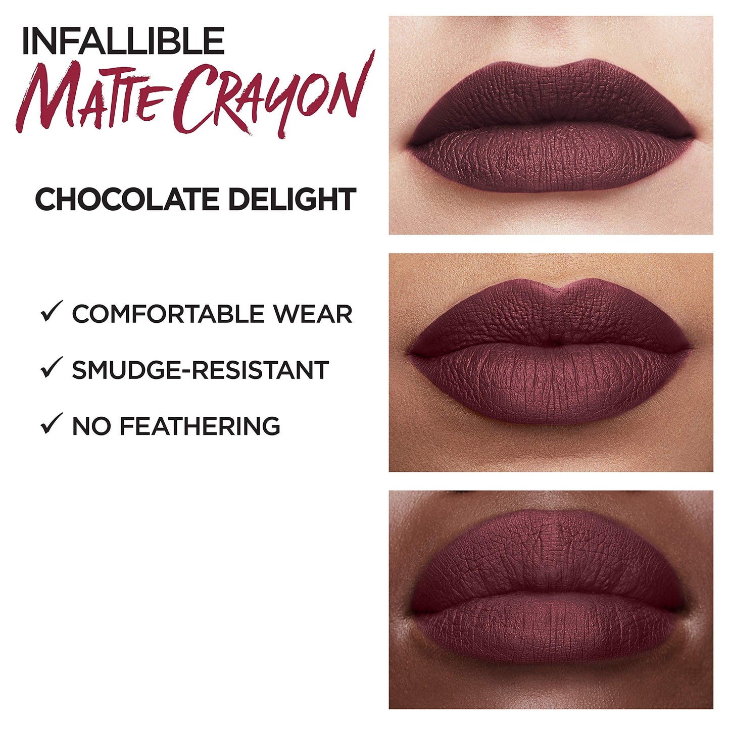 L’Oréal Paris Infallible Matte Lip Crayon, Chocolate Delight (Packaging May Vary) Beauty & Personal Care L'Oreal Paris