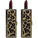 Stephanie Imports Set of 2 Rectangular Vintage Lipstick Cases With Glass Mirror (Leopard Print) Beauty & Personal Care Stephanie Imports