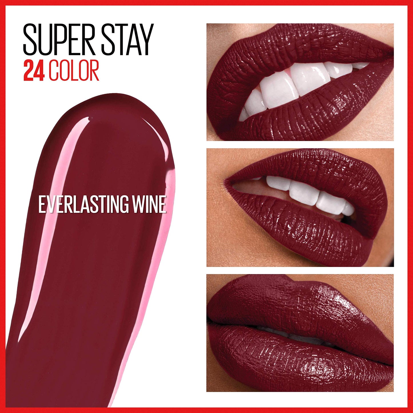 Maybelline Super Stay 24, 2-Step Liquid Lipstick Makeup, Long Lasting Highly Pigmented Color with Moisturizing Balm, Everlasting Wine, Plum Red, 1 Beauty & Personal Care MAYBELLINE