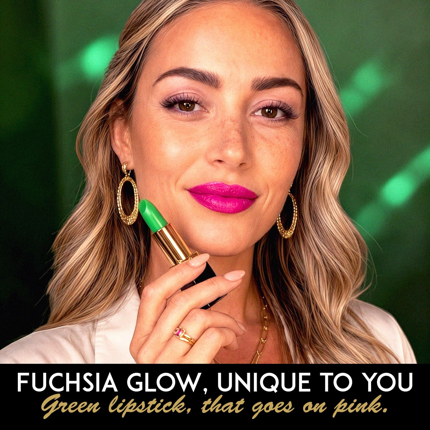 L'Paige pH Color-Changing Lipstick and Lip Stain - Green to Bold Pink-Fuchsia Transformation, Temperature Sensitive Satin Finish, Aloe Vera Infused, Beauty & Personal Care L'Paige