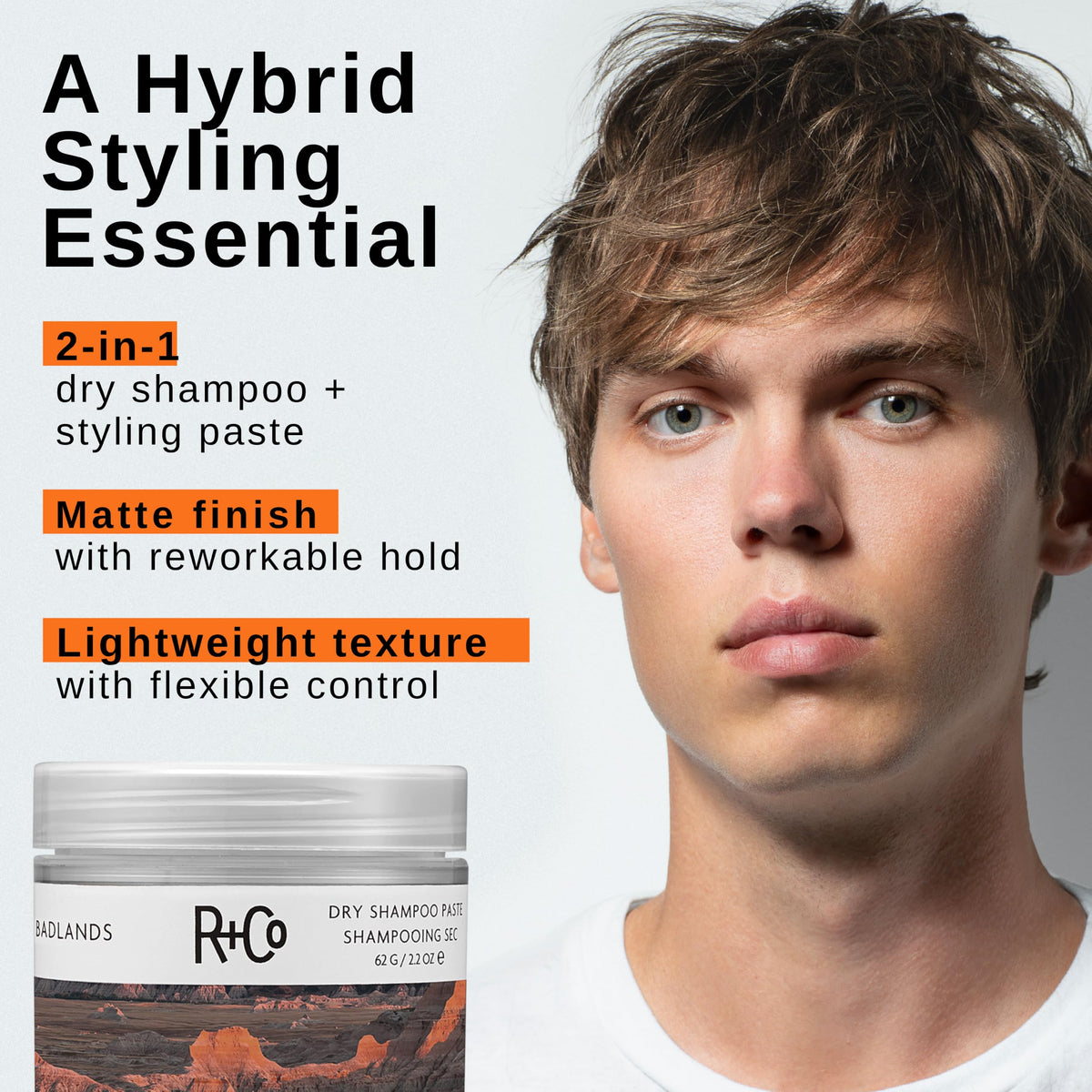 R+Co BADLANDS Styling Paste, 2.2 oz/62 g, Relative Paradise Scent