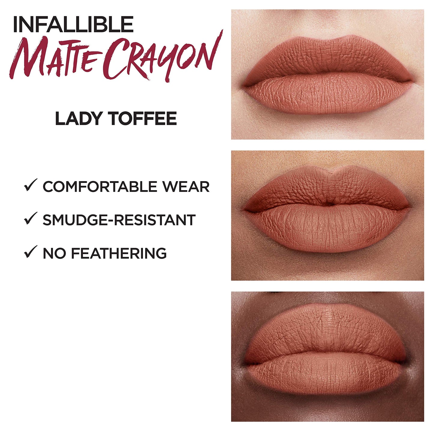 L’Oréal Paris Infallible Matte Lip Crayon, Lady Toffee (Packaging May Vary) Beauty & Personal Care L'Oreal Paris