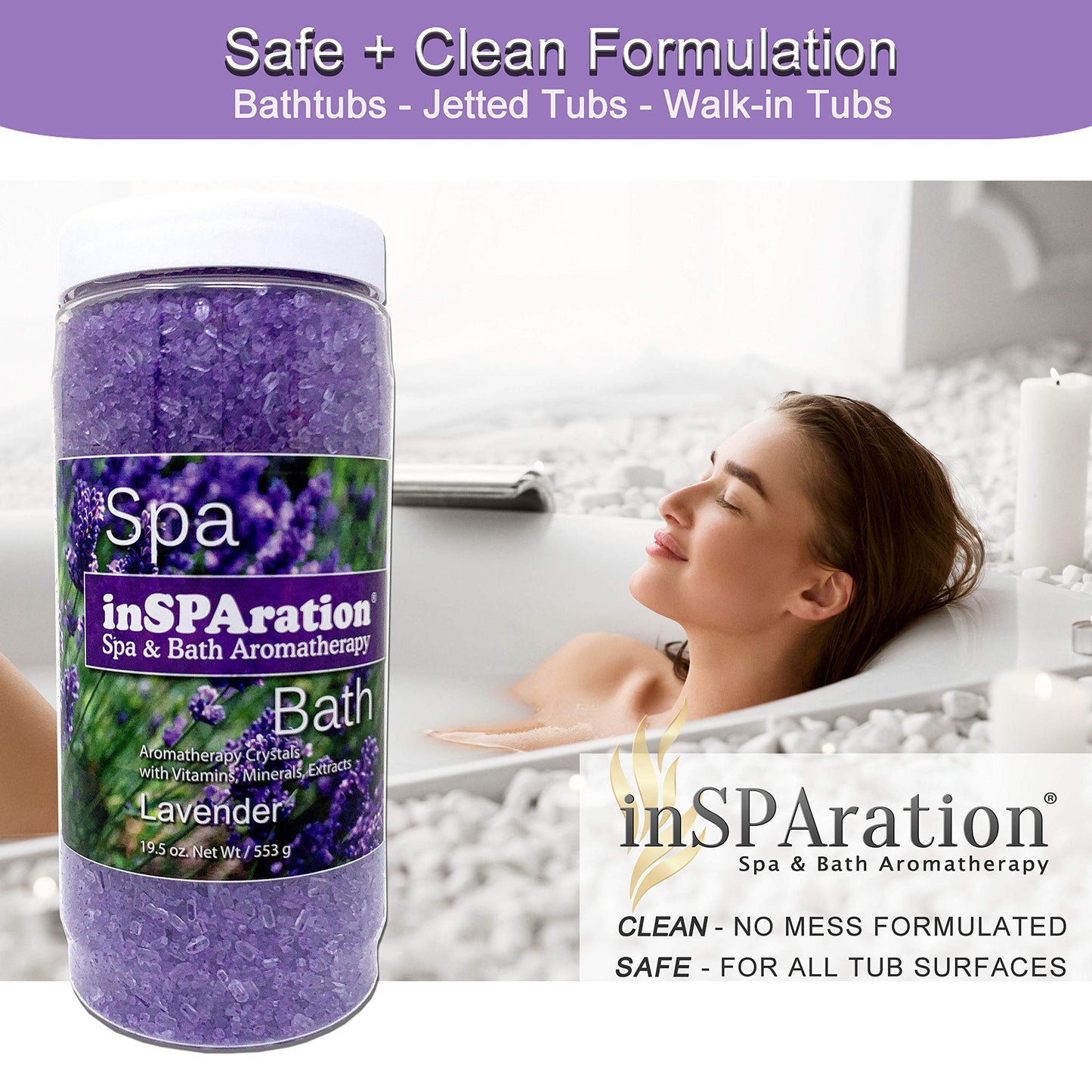 InSPAration 7463 Lavender Crystals for Spa and Hot Tubs, 19 oz Beauty and Personal Care InSPAration