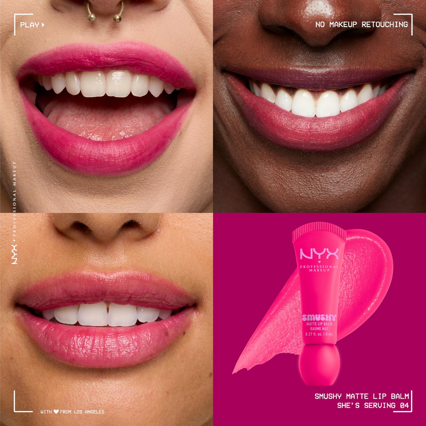 NYX PROFESSIONAL MAKEUP Smushy Matte Lip Balm, Tinted Lip Moisturizer with Soft, Matte Finish - She's Serving (Fuchsia) Beauty and Personal Care NYX PROFESSIONAL MAKEUP