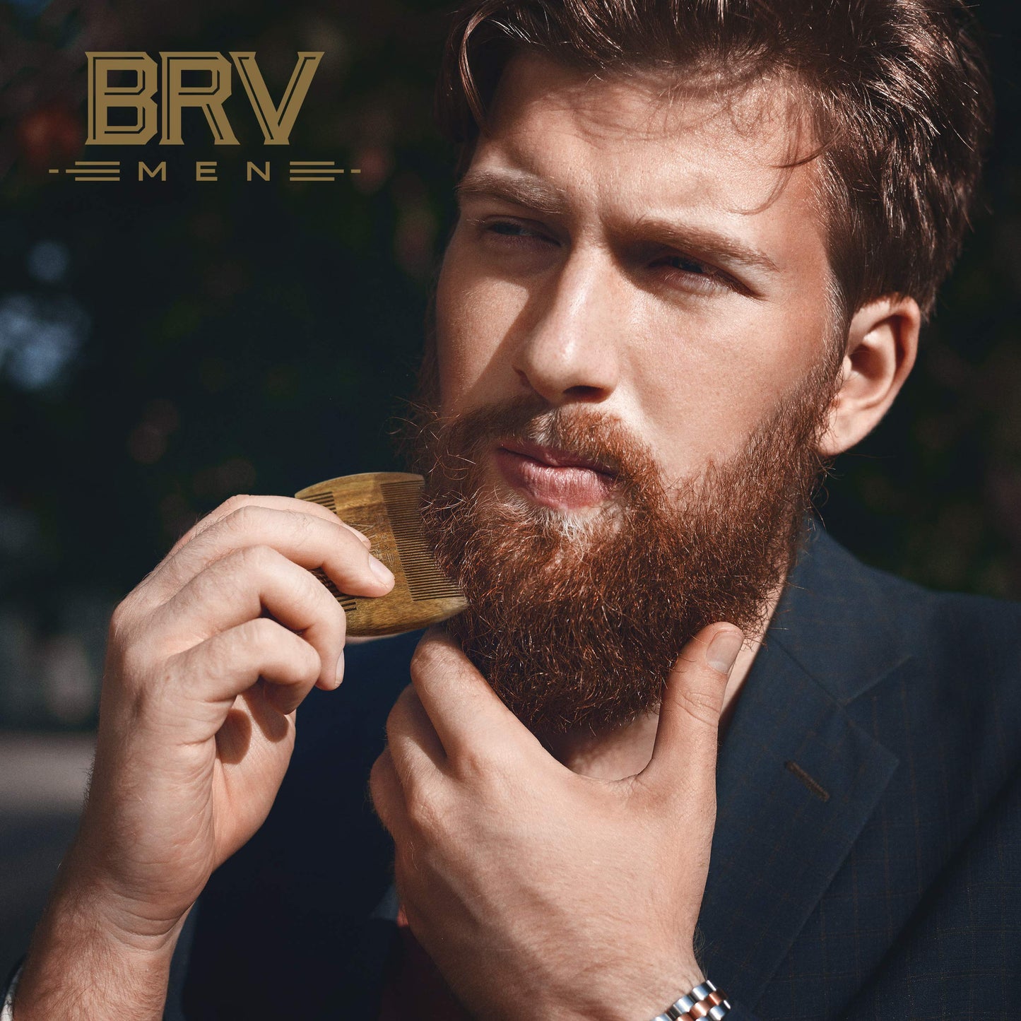 BRV MEN Beard & Mustache Comb, 100% Natural Green Sandalwood, Pocket Beard Comb with Carry Case, Wooden Beard Comb for Men For All Types and Styles Beauty & Personal Care BRV MEN