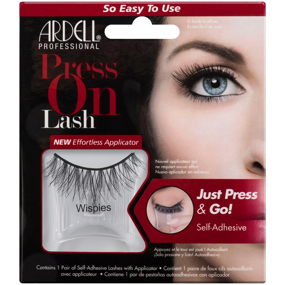 Ardell Press On Lashes Wispies Self Adhesive Eyelashes - Natural Look Faux Mink False Lashes, No Glue Eyelashes, 1 Pack