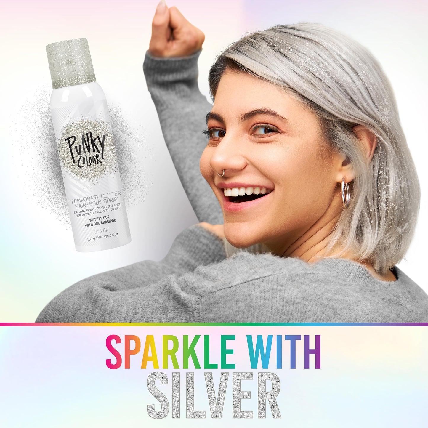 Punky Temporary Hair and Body Glitter Color Spray, Travel Spray, Lightweight, Adds Sparkly Shimmery Glow, Perfect to use On Hair, Skin Beauty & Personal Care Jerome Russell