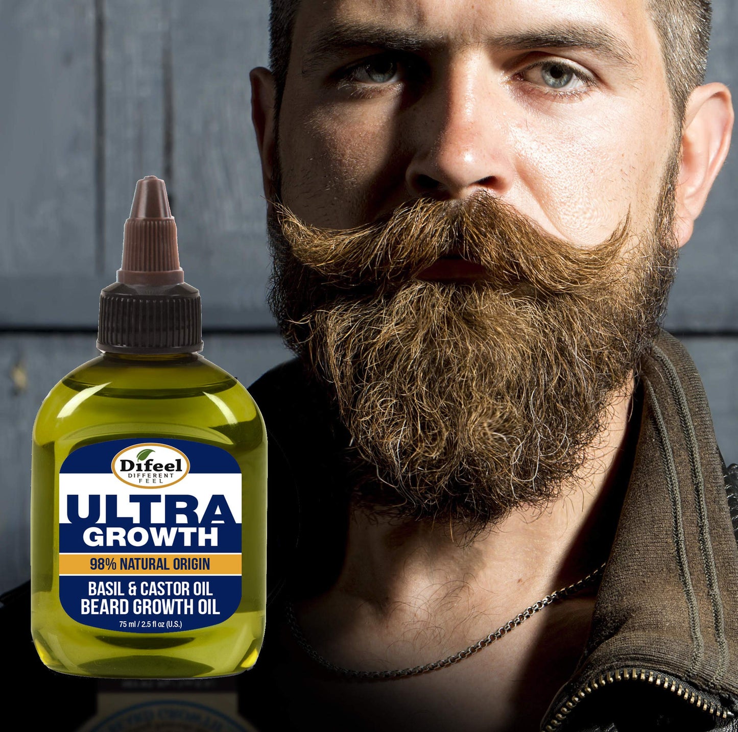 Difeel Mens Ultra Growth Basil and Castor Beard Oil 2.5 oz. - Natural Beard Oil for Hair Growth Beauty & Personal Care Difeel