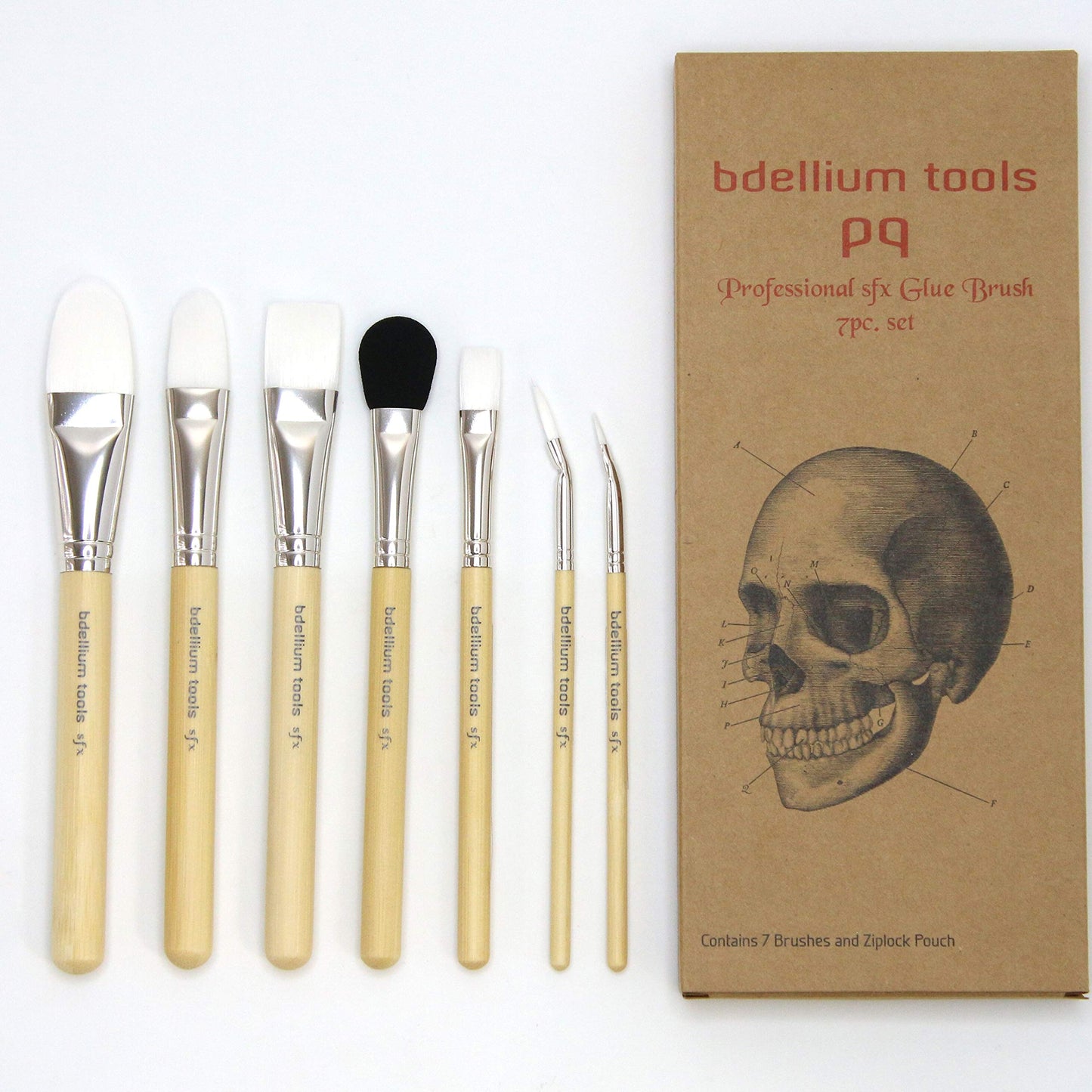 Bdellium Tools Professional Makeup Brush SFX Glue Brush Set 7 PC. With Ziplock Pouch Beauty & Personal Care BDELLIUM TOOLS