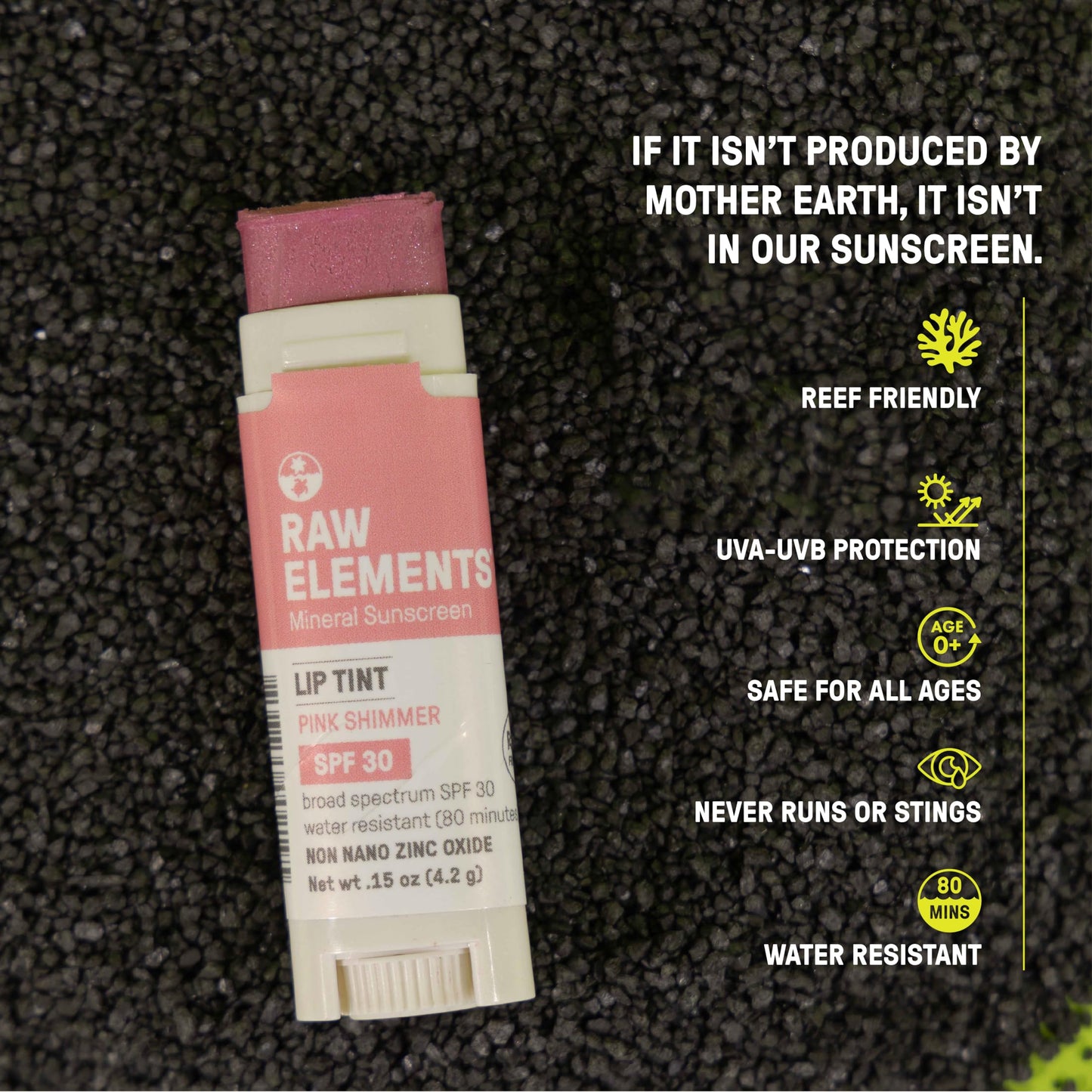 Raw Elements Organic Pink Lip Shimmer Zinc Oxide SPF 30+, 0.15oz Beauty and Personal Care Raw Elements