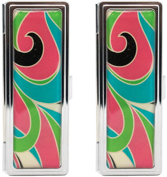 Stephanie Imports Set of 2 Rectangular Vintage Lipstick Cases With Glass Mirror (Retro Color Medley) Beauty & Personal Care Stephanie Imports