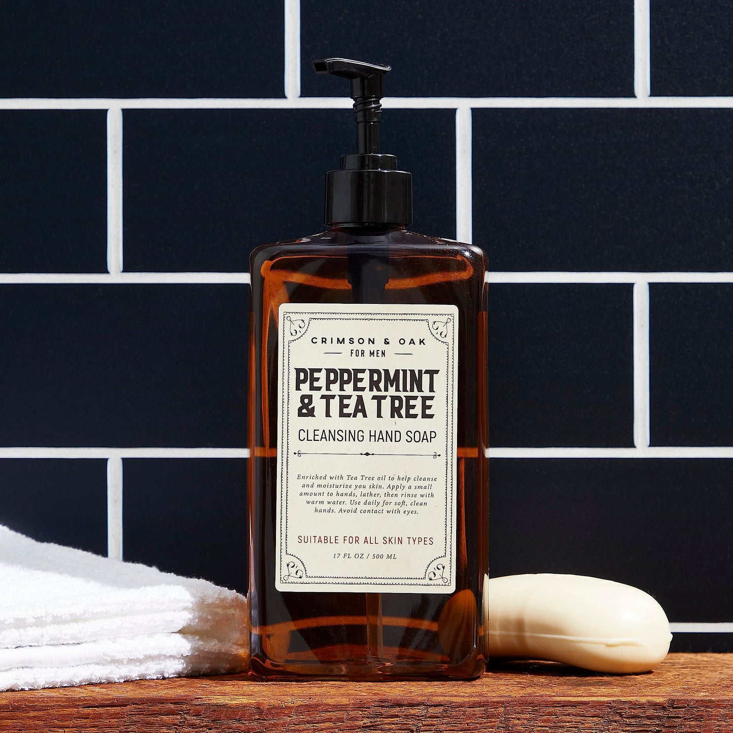 Body Prescriptions Crimson & Oak Men's Deep Cleansing Hand Soap with Pump Dispenser, 17 Fl Oz (Pack of 1), Peppermint and Tea Tree Beauty & Personal Care Body Prescriptions