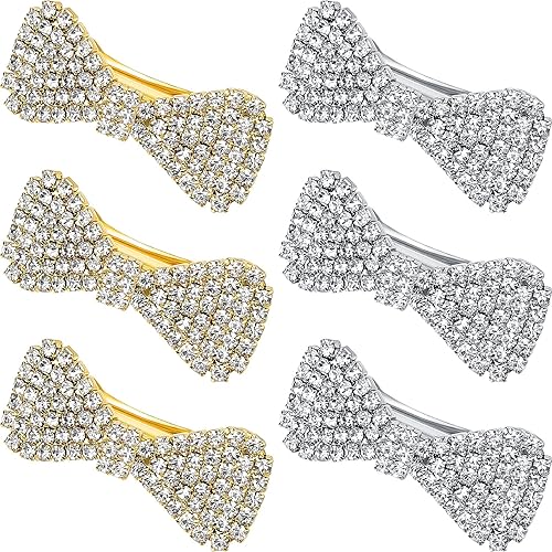 WILLBOND 6 Pcs Crystal Rhinestone Hair Clip Sparkly Bling Silver Gold Cute Bows Wedding Barrette for Women Mini Alligator Diamond Clip Bridal Hair Beauty & Personal Care WILLBOND