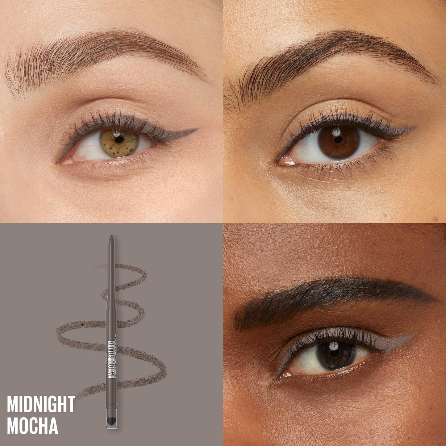 Maybelline Tattoo Studio Automatic Gel Pencil Waterproof Eyeliner, Blendable, Smudge Resistant, Matte Eyeliner For Up To 36HR Wear, Midnight Mocha Beauty & Personal Care MAYBELLINE