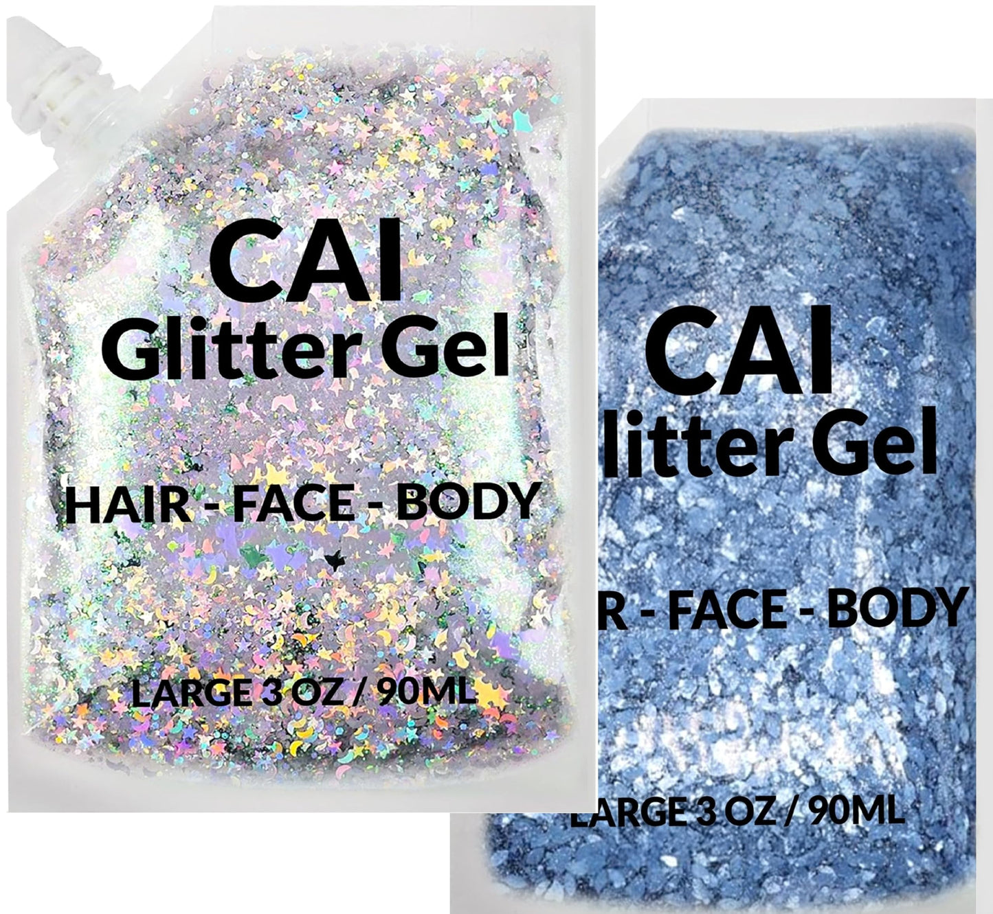 Face, Body & Hair Glitter Gel - Halloween Glitter for Kids and Women - 3 Oz Cosmetic-Grade Gel w/Moon & Stars for Festivals & Halloween Party, Easy Beauty & Personal Care CAI BEAUTY NYC