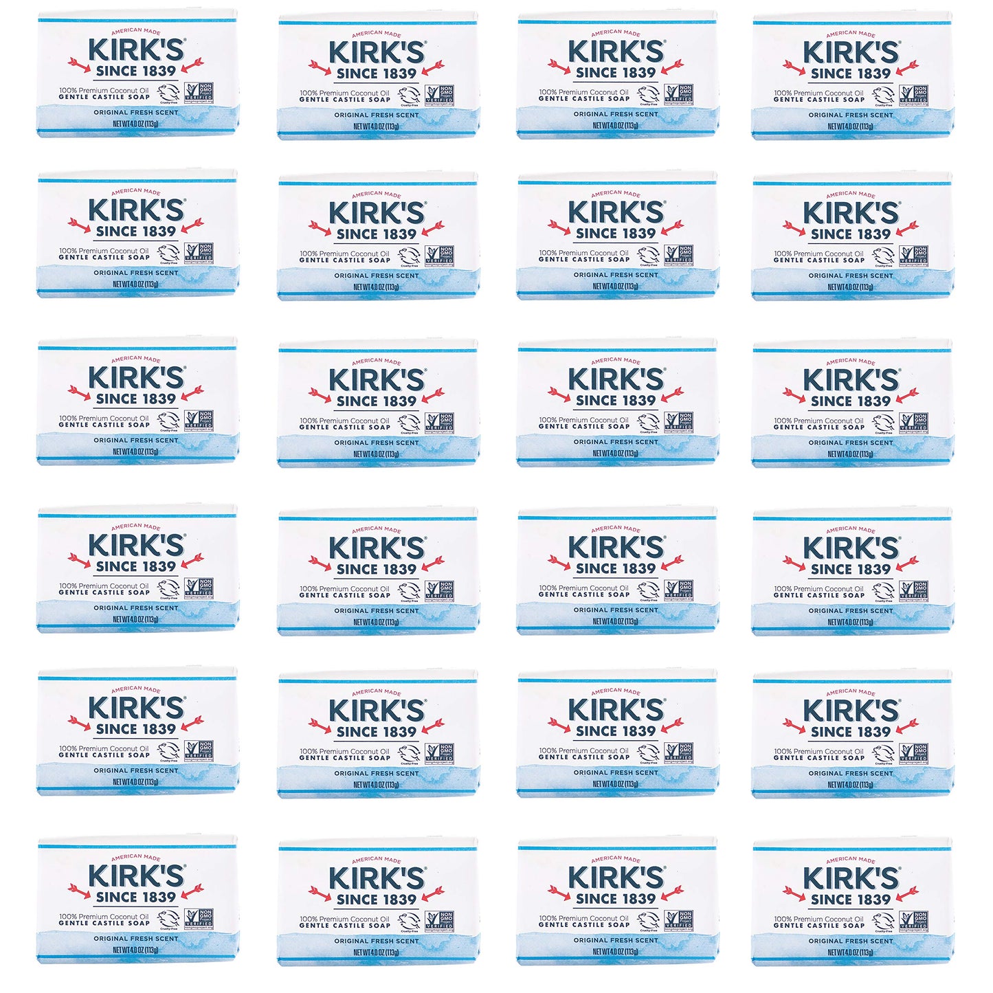 Kirk's Original Coco Castile Bar Soap Original Fresh Scent 4 Ounces (Pack of 24) Beauty & Personal Care Kirk's
