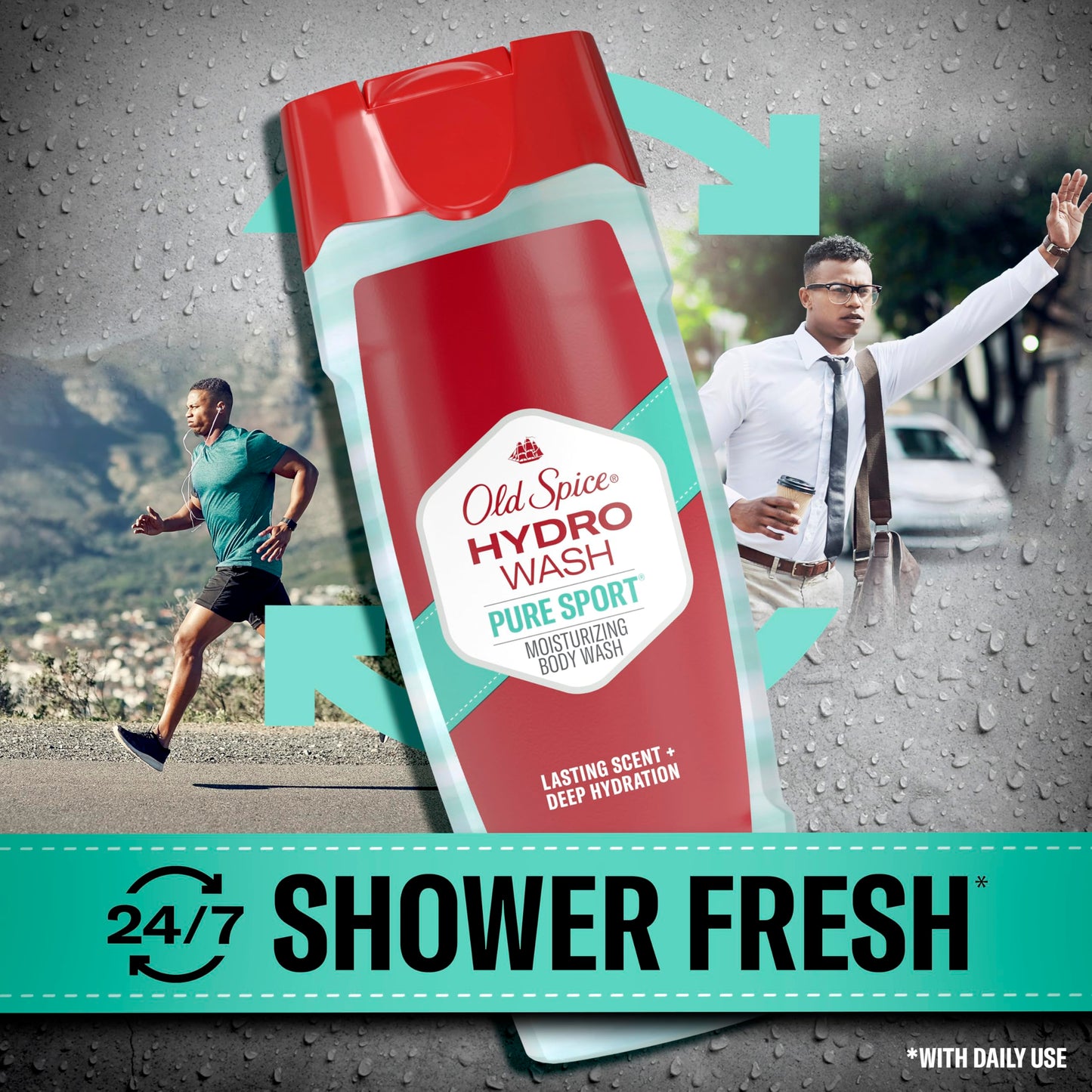 Old Spice Moisturizing Body Wash for Men, Hydro Wash, 2-in-1 Long Lasting Scent & Powerful Hydration to Fight Dry Skin, 24/7 Shower Fresh, Pure Sport Beauty & Personal Care Old Spice