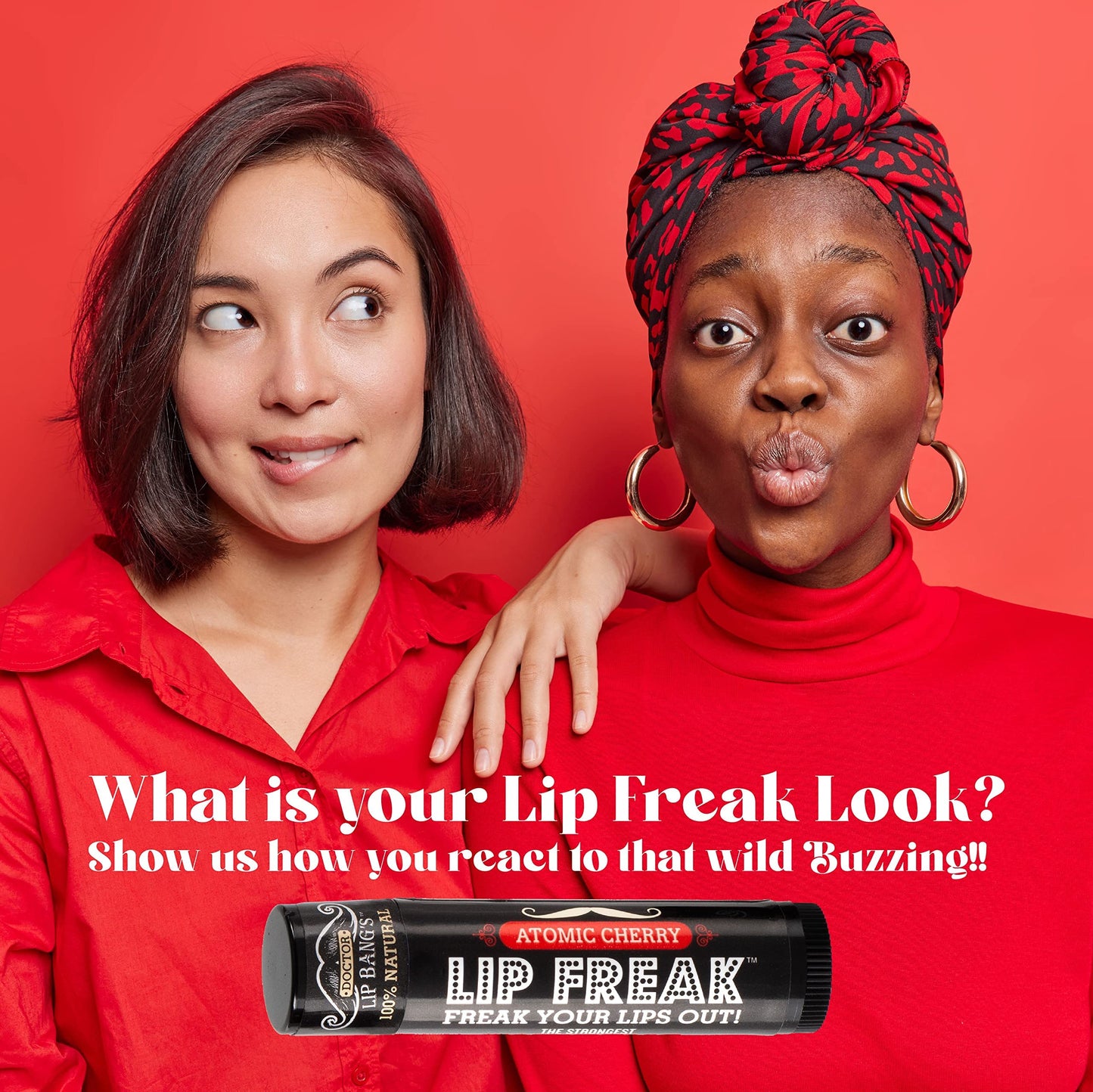 Doctor Lip Bang's BUZZING Lip Balm - Lip Freak - 100% All Natural - Cruelty Free - Atomic Cherry - 2 Pack Beauty and Personal Care Doctor Lip Bang's