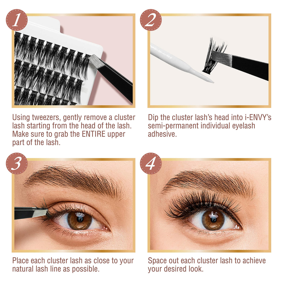 i•ENVY Faux Mink Volume Extension Cluster Lash Long, Mink-Like Extension Fiber, Seamless DIY Application