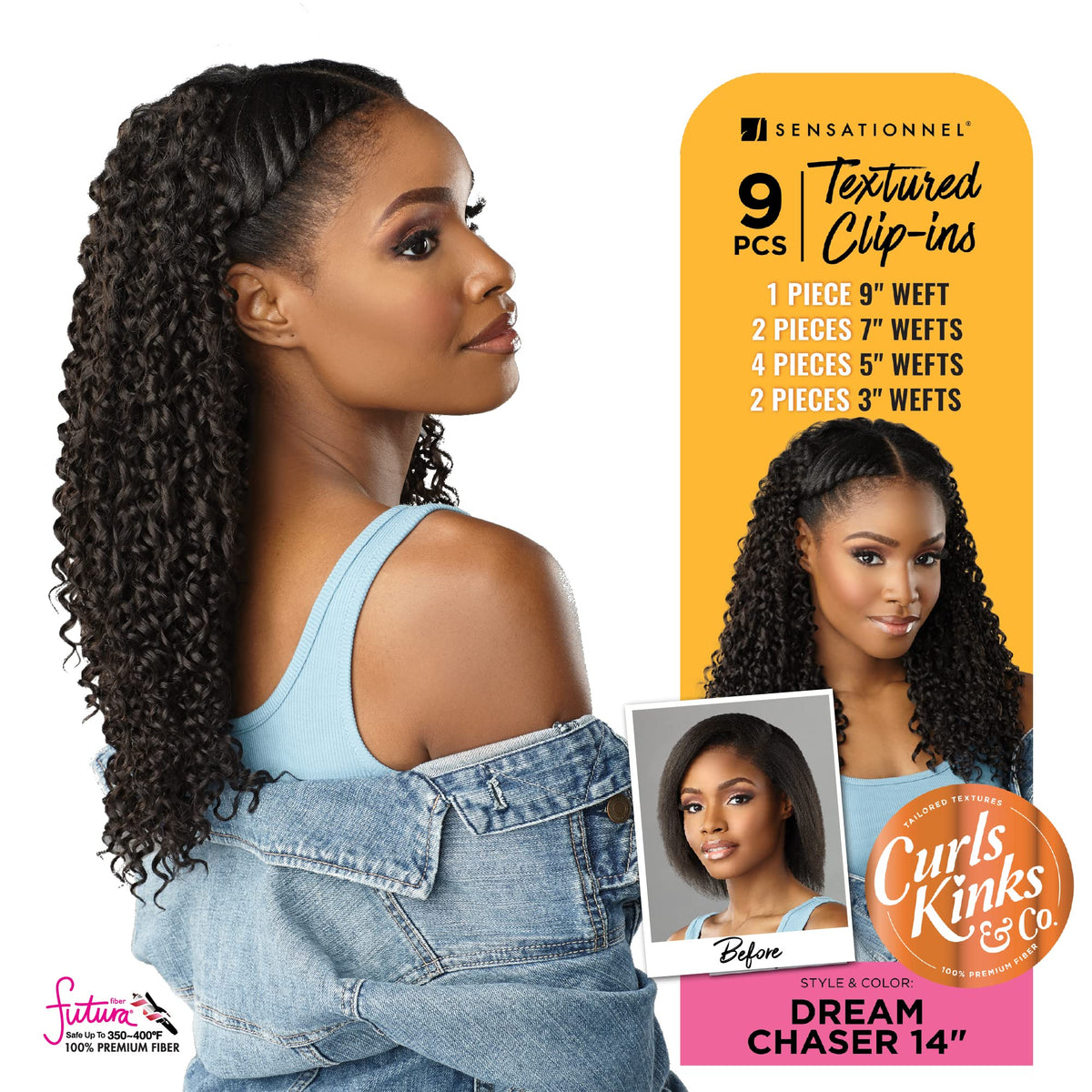 Sensationnel Curls Kinksandco Clip in-Dream Chaser 14 Inch,T2/27