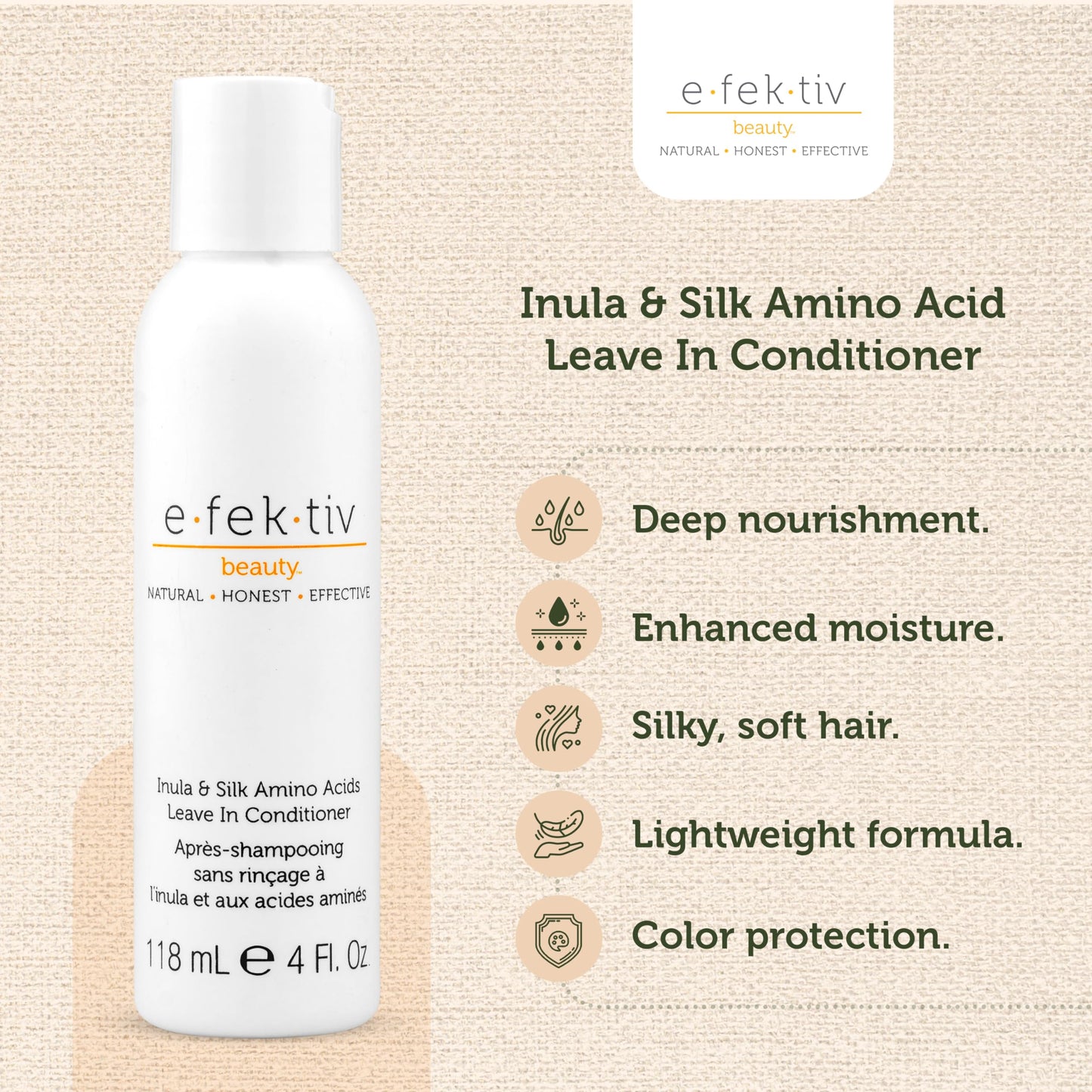 e.fek.tiv beauty Inula Plus Silk Amino Acids Leave In Conditioner-Deeply Nourishes Hair-Provides a Boost of Moisture-Leaves Tresses Silky Beauty & Personal Care e.fek.tiv beauty