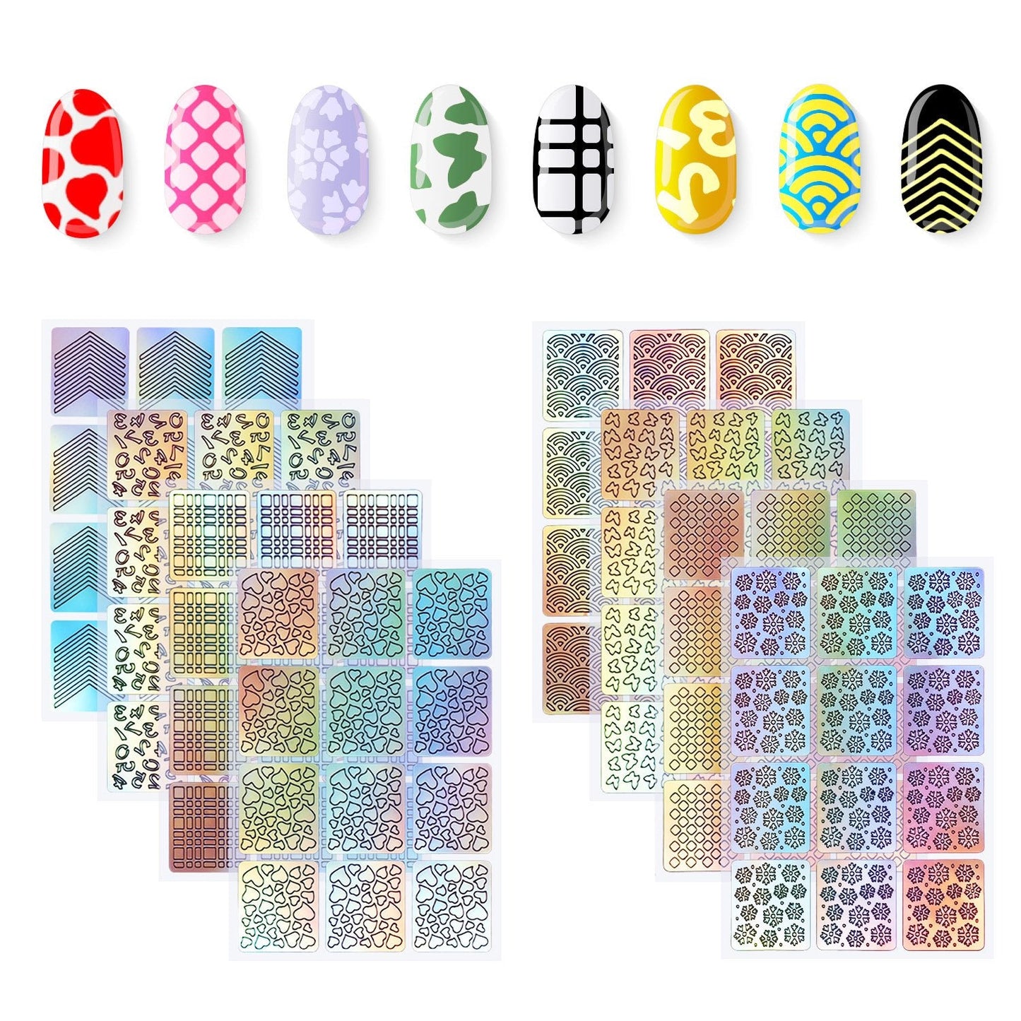 288 Pieces Nail Vinyl Stencils Nail Decoration Stickers Set Nail Stickers Tips Decals, 24 Sheets Beauty & Personal Care Hicarer
