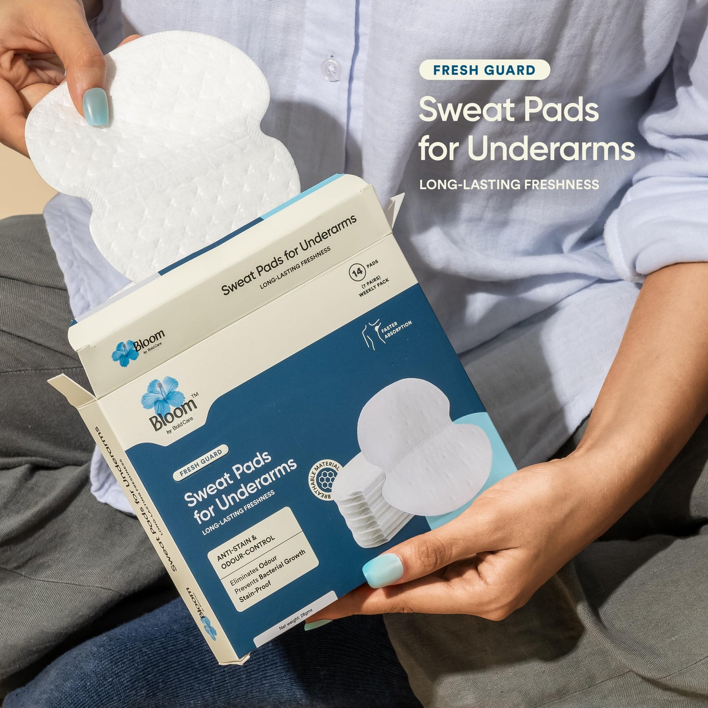 Bloom by Boldcare Sweat Pads for Underarms For Sweat Stains & Foul Odour Breathable Material for Quick Absorption Ultra Thin and Deodorising Beauty and Personal Care Bloom by Boldcare